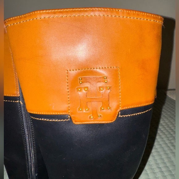 Tommy Hilfiger Drea2 black and brown side zip knee high riding boots size 7M GUC - Picture 4 of 12